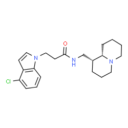 ChemSpider 2D Image | 3-(4-Chloro-1H-indol-1-yl)-N-[(1R,9aS)-octahydro-2H-quinolizin-1-ylmethyl]propanamide | C21H28ClN3O