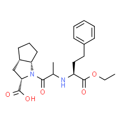 ChemSpider 2D Image | (2S,3aS,6aS)-1-(2-{[(2S)-1-Ethoxy-1-oxo-4-phenyl-2-butanyl]amino}propanoyl)octahydrocyclopenta[b]pyrrole-2-carboxylic acid (non-preferred name) | C23H32N2O5