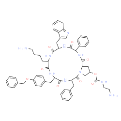 ChemSpider 2D Image | Cyclo[3-(7H-indol-3-yl)alanyllysyl-O-benzyltyrosylphenylalanyl-4-{[(2-aminoethyl)carbamoyl]oxy}prolyl-2-phenylglycyl] | C58H66N10O9