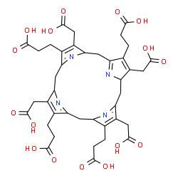 ChemSpider 2D Image | 3,3',3'',3'''-[3,7,12,17-Tetrakis(carboxymethyl)-6,10,11,15,16,20-hexahydro-1H,5H-porphine-2,8,13,18-tetrayl]tetrapropanoic acid | C40H44N4O16