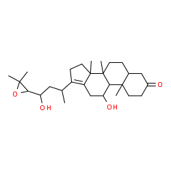ChemSpider 2D Image | 11,23-Dihydroxy-8,14-dimethyl-24,25-epoxy-18-norcholest-13(17)-en-3-one | C28H44O4