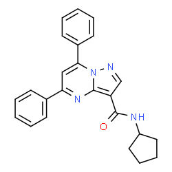 ChemSpider 2D Image | N-Cyclopentyl-5,7-diphenylpyrazolo[1,5-a]pyrimidine-3-carboxamide | C24H22N4O