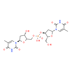 ChemSpider 2D Image | [(3S,5R)-3-hydroxy-5-(5-methyl-2,4-dioxo-pyrimidin-1-yl)tetrahydrofuran-2-yl]methyl [(2R,3S,5R)-2-(hydroxymethyl)-5-(5-methyl-2,4-dioxo-pyrimidin-1-yl)tetrahydrofuran-3-yl] hydrogen phosphate | C20H27N4O12P