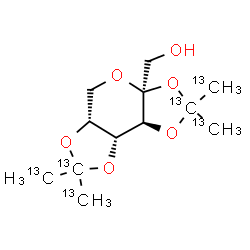ChemSpider 2D Image | [(3aS,5aR,8aR,8bS)-2,2,7,7-Tetrakis[(~13~C)methyl](2,7-~13~C_2_)tetrahydro-3aH-bis[1,3]dioxolo[4,5-b:4',5'-d]pyran-3a-yl]methanol (non-preferred name) | C613C6H20O6