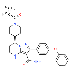 ChemSpider 2D Image | (7S)-2-(4-Phenoxyphenyl)-7-{1-[(~13~C_3_)-2-propenoyl]-4-piperidinyl}-4,5,6,7-tetrahydropyrazolo[1,5-a]pyrimidine-3-carboxamide | C2413C3H29N5O3
