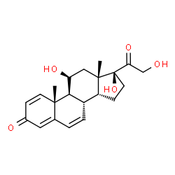 ChemSpider 2D Image | (14beta,17alpha)-11,17,21-Trihydroxypregna-1,4,6-triene-3,20-dione | C21H26O5