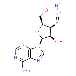 ChemSpider 2D Image | 9-(3-Azido-3-deoxy-alpha-L-lyxofuranosyl)-9H-purin-6-amine | C10H12N8O3