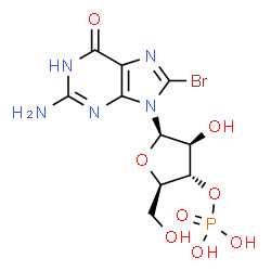 ChemSpider 2D Image | 2-Amino-8-bromo-9-(3-O-phosphono-beta-D-arabinofuranosyl)-1,9-dihydro-6H-purin-6-one | C10H13BrN5O8P