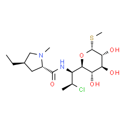 ChemSpider 2D Image | Methyl (5R)-5-[(1S,2S)-2-chloro-1-{[(4R)-4-ethyl-1-methyl-L-prolyl]amino}propyl]-1-thio-alpha-D-xylopyranoside | C17H31ClN2O5S