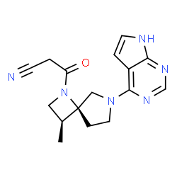 ChemSpider 2D Image | 3-[(3S,4S)-3-Methyl-6-(7H-pyrrolo[2,3-d]pyrimidin-4-yl)-1,6-diazaspiro[3.4]oct-1-yl]-3-oxopropanenitrile | C16H18N6O