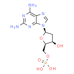 ChemSpider 2D Image | 9-(2-Deoxy-5-O-phosphono-beta-D-threo-pentofuranosyl)-9H-purine-2,6-diamine | C10H15N6O6P