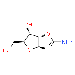 ChemSpider 2D Image | (3aS,5S,6S,6aS)-2-Amino-5-(hydroxymethyl)-3a,5,6,6a-tetrahydrofuro[2,3-d][1,3]oxazol-6-ol | C6H10N2O4