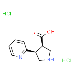 ChemSpider 2D Image | (3R,4S)-4-(2-Pyridinyl)-3-pyrrolidinecarboxylic acid dihydrochloride | C10H14Cl2N2O2