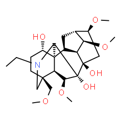ChemSpider 2D Image | (1alpha,5alpha,9alpha,14beta,16beta)-20-Ethyl-6,14,16-trimethoxy-4-(methoxymethyl)aconitane-1,7,8-triol | C25H41NO7