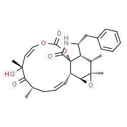 ChemSpider 2D Image | (1Z,4S,6R,7Z,11aR,14R,14aS,15aR,16aS,16bS)-14-Benzyl-6-hydroxy-4,6,15,15a-tetramethyl-3,13,14,14a,15,15a,16a,16b-octahydro[1,3]dioxacyclotridecino[4,5-d]oxireno[f]isoindole-5,10,12(4H,6H)-trione | C28H33NO7