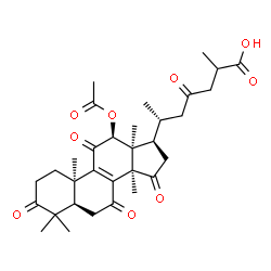 ChemSpider 2D Image | (10alpha,12beta,13alpha)-12-Acetoxy-3,7,11,15,23-pentaoxolanost-8-en-26-oic acid | C32H42O9