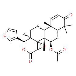 ChemSpider 2D Image | (4aR,6R,6aR,6bR,7aS,10S,10aR,12aR,12bS)-10-(3-Furyl)-4,4,6a,10a,12b-pentamethyl-3,8-dioxo-3,4,4a,5,6,6a,7a,8,10,10a,11,12,12a,12b-tetradecahydronaphtho[2,1-f]oxireno[d]isochromen-6-yl acetate | C28H34O7