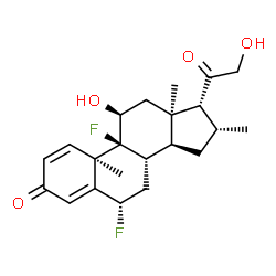 ChemSpider 2D Image | (6alpha,9beta,10alpha,11beta,13alpha,16alpha,17alpha)-6,9-Difluoro-11,21-dihydroxy-16-methylpregna-1,4-diene-3,20-dione | C22H28F2O4