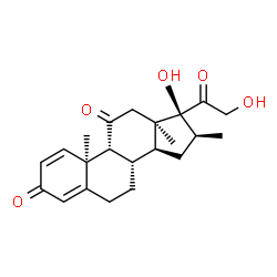 ChemSpider 2D Image | (9beta,10alpha,13alpha,16beta,17alpha)-17,21-Dihydroxy-16-methylpregna-1,4-diene-3,11,20-trione | C22H28O5
