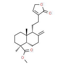 ChemSpider 2D Image | Methyl (1S,4aR,5R,8aS)-1,4a-dimethyl-6-methylene-5-[2-(2-oxo-2,5-dihydro-3-furanyl)ethyl]decahydro-1-naphthalenecarboxylate | C21H30O4