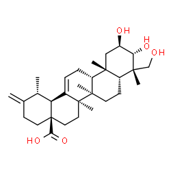 ChemSpider 2D Image | (2alpha,3beta,10alpha,14beta,17alpha)-2,3,24-Trihydroxyursa-12,20(30)-dien-28-oic acid | C30H46O5
