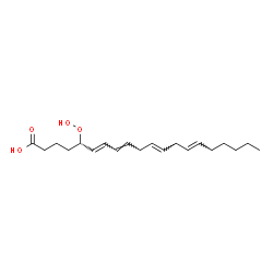 ChemSpider 2D Image | (5S,6E,8E,11E,14E)-5-Hydroperoxy-6,8,11,14-icosatetraenoic acid | C20H32O4