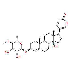 ChemSpider 2D Image | (3beta,8alpha,14alpha)-3-[(6-Deoxy-4-O-methyl-alpha-L-mannopyranosyl)oxy]-14-hydroxybufa-4,20,22-trienolide | C31H44O8