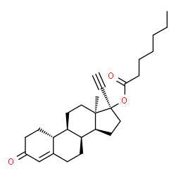 ChemSpider 2D Image | (8alpha,13alpha,17alpha)-3-Oxo-19-norpregn-4-en-20-yn-17-yl heptanoate | C27H38O3