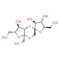 ChemSpider 2D Image | (2R,3S,4S,4a'S,5R,6'R,7'R,7a'S)-4a',5,6'-Tris(hydroxymethyl)hexahydro-3H-spiro[furan-2,2'-furo[2,3-b][1,4]dioxine]-3,4,7'-triol (non-preferred name) | C12H20O10