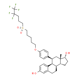 ChemSpider 2D Image | (8alpha,11beta,14beta,17alpha)-11-[4-({5-[(4,4,5,5,5-Pentafluoropentyl)sulfonyl]pentyl}oxy)phenyl]estra-1(10),2,4-triene-3,17-diol | C34H43F5O5S