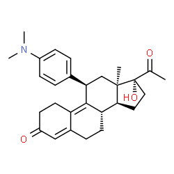 ChemSpider 2D Image | (11beta,13alpha)-11-[4-(Dimethylamino)phenyl]-17-hydroxy-19-norpregna-4,9-diene-3,20-dione | C28H35NO3