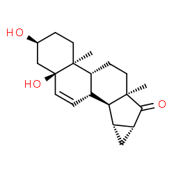ChemSpider 2D Image | (2S,4aS,4bR,6aR,7aR,8aR,8bS,8cR,10aR)-2,10a-Dihydroxy-4a,6a-dimethyl-2,3,4,4a,4b,5,6,6a,7a,8,8a,8b,8c,10a-tetradecahydrocyclopropa[4,5]cyclopenta[1,2-a]phenanthren-7(1H)-one | C20H28O3