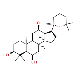 ChemSpider 2D Image | (3beta,6beta,8alpha,10alpha,12beta,13alpha,20R)-20,25-Epoxydammarane-3,6,12-triol | C30H52O4