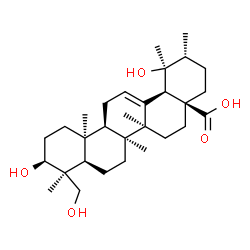 ChemSpider 2D Image | (3beta,8alpha,10alpha,18alpha,19alpha)-3,19,24-Trihydroxyurs-12-en-28-oic acid | C30H48O5