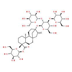 ChemSpider 2D Image | 1-O-[(8alpha,10alpha,13alpha)-13-{[beta-D-Glucopyranosyl-(1->2)-[beta-D-glucopyranosyl-(1->3)]-beta-D-glucopyranosyl]oxy}-18-oxokaur-16-en-18-yl]-beta-D-glucopyranose | C44H70O23