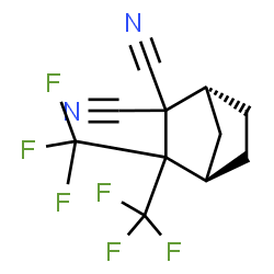 ChemSpider 2D Image | (1R,4R)-3,3-Bis(trifluoromethyl)bicyclo[2.2.1]heptane-2,2-dicarbonitrile | C11H8F6N2