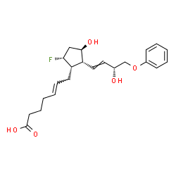 ChemSpider 2D Image | (5E)-7-{(1S,2R,3R,5R)-5-Fluoro-3-hydroxy-2-[(3R)-3-hydroxy-4-phenoxy-1-buten-1-yl]cyclopentyl}-5-heptenoic acid | C22H29FO5