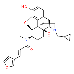 ChemSpider 2D Image | (2E)-N-[(5beta,6beta,13alpha)-17-(Cyclopropylmethyl)-3,14-dihydroxy-4,5-epoxymorphinan-6-yl]-3-(3-furyl)-N-methylacrylamide | C28H32N2O5