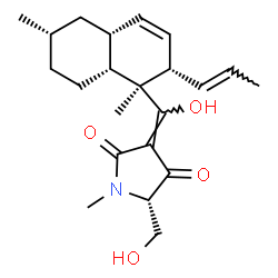 ChemSpider 2D Image | (3E,5S)-3-[{(1S,2S,4aR,6S,8aR)-1,6-Dimethyl-2-[(1E)-1-propen-1-yl]-1,2,4a,5,6,7,8,8a-octahydro-1-naphthalenyl}(hydroxy)methylene]-5-(hydroxymethyl)-1-methyl-2,4-pyrrolidinedione | C22H31NO4