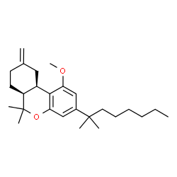 ChemSpider 2D Image | (6aS,10aR)-1-Methoxy-6,6-dimethyl-9-methylene-3-(2-methyl-2-octanyl)-6a,7,8,9,10,10a-hexahydro-6H-benzo[c]chromene | C26H40O2