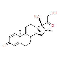 ChemSpider 2D Image | (10alpha,13alpha,16alpha,17alpha)-17,21-Dihydroxy-16-methylpregna-1,4,9(11)-triene-3,20-dione | C22H28O4