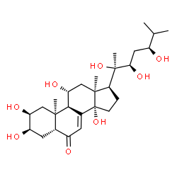 ChemSpider 2D Image | (2beta,3beta,5beta,10alpha,11alpha,13alpha,22R,24S)-2,3,11,14,20,22,24-Heptahydroxycholest-7-en-6-one | C27H44O8