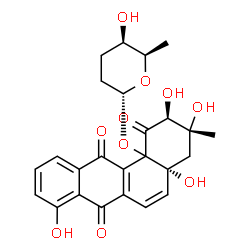 ChemSpider 2D Image | (2S,3R,4aR)-2,3,4a,8-Tetrahydroxy-12b-{[(2R,5R,6R)-5-hydroxy-6-methyltetrahydro-2H-pyran-2-yl]oxy}-3-methyl-3,4,4a,12b-tetrahydro-1,7,12(2H)-tetraphenetrione | C25H26O10