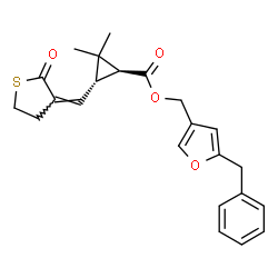 ChemSpider 2D Image | (5-Benzyl-3-furyl)methyl (1S,3S)-2,2-dimethyl-3-[(Z)-(2-oxodihydro-3(2H)-thiophenylidene)methyl]cyclopropanecarboxylate | C23H24O4S
