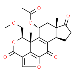 ChemSpider 2D Image | (1R,6bR,9aS,11R,11bR)-1-(Methoxymethyl)-9a,11b-dimethyl-3,6,9-trioxo-1,6,6b,7,8,9,9a,10,11,11b-decahydro-3H-furo[4,3,2-de]indeno[4,5-h]isochromen-11-yl acetate | C23H24O8