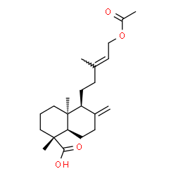 ChemSpider 2D Image | (1R,4aS,5S,8aR)-5-[(3E)-5-Acetoxy-3-methyl-3-penten-1-yl]-1,4a-dimethyl-6-methylenedecahydro-1-naphthalenecarboxylic acid | C22H34O4