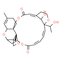 ChemSpider 2D Image | (1'Z,13'R,15'R,19'E,21'Z)-27'-Hydroxy-23'-(1-hydroxyethyl)-9',15'-dimethyl-3'H,18'H-spiro[oxirane-2,14'-[4,12,17,24]tetraoxapentacyclo[21.3.1.1~13,16~.0~6,11~.0~6,15~]octacosa[1,9,19,21]tetraene]-3',1
8'-dione | C29H36O9
