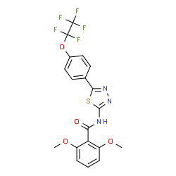 ChemSpider 2D Image | 2,6-Dimethoxy-N-{5-[4-(pentafluoroethoxy)phenyl]-1,3,4-thiadiazol-2-yl}benzamide | C19H14F5N3O4S