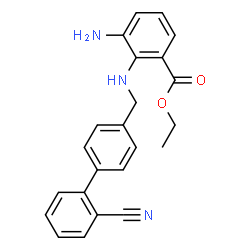 ChemSpider 2D Image | Ethyl 3-amino-2-{[(2'-cyano-4-biphenylyl)methyl]amino}benzoate | C23H21N3O2