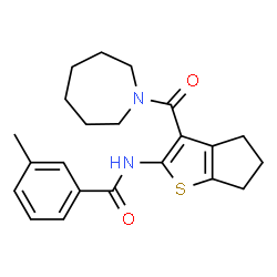 ChemSpider 2D Image | N-[3-(1-Azepanylcarbonyl)-5,6-dihydro-4H-cyclopenta[b]thiophen-2-yl]-3-methylbenzamide | C22H26N2O2S